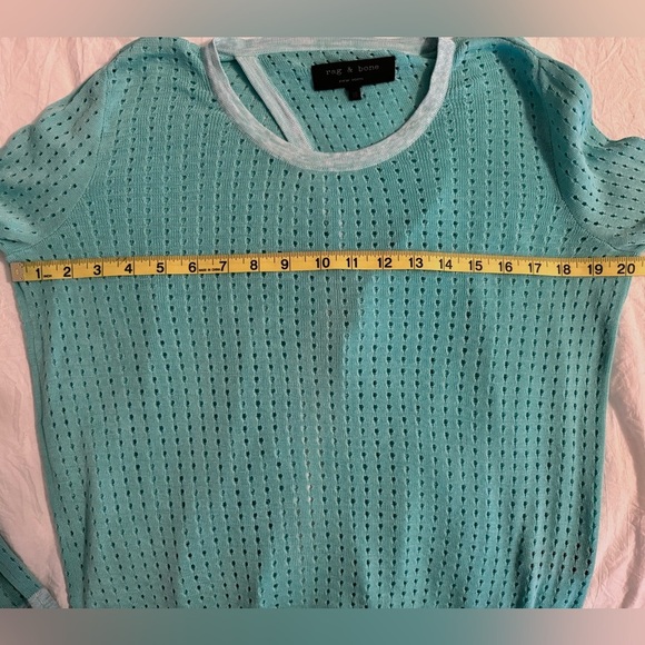 Rag & Bone Ariana Open Knit Flyaway Cotton Sweater Turquoise Small Orig $298 - Picture 8 of 9